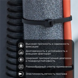 Хомут-стяжка кабельная нейлоновая 200x2,5 мм, черная, 100 шт