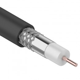 Кабель коаксиальный RG-6U, 75 Ом, CCS/Al/Al, 64%, OUT черный 100 м