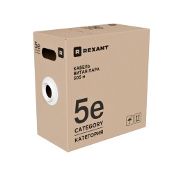Витая пара U/UTP CAT5e 4PR 24AWG PVC IN SOLID, серый, РФ, 305 м