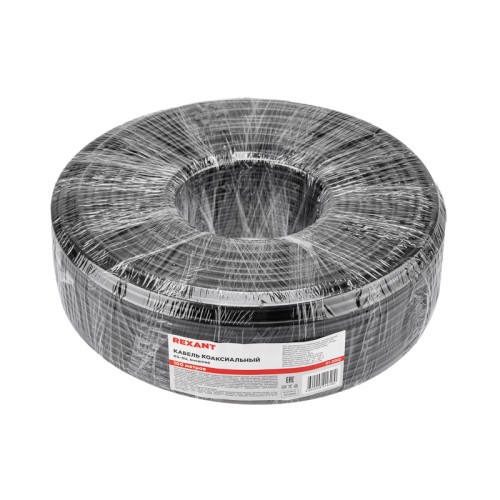 Кабель коаксиальный RG-6U, 75 Ом, CCS/Al/Al, 64%, OUT черный 100 м