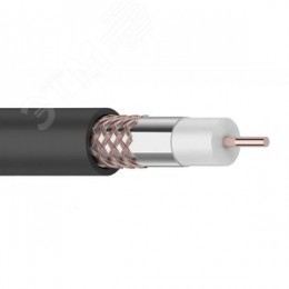Кабель коаксиальный RG-6U+Cu 75 Ом Cu/Al/Cu 64% OUT черный 100 м