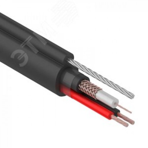 Кабель КВК-П-2+2x0,75 кв.мм, +ТРОС (Cu/Cu) черный (305 м),