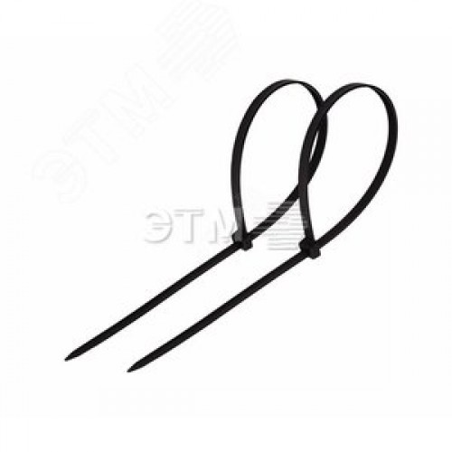 Хомут-стяжка кабельная нейлоновая 250x4,8 мм, черная, 100 шт