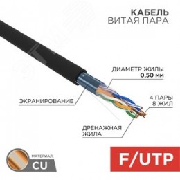 Витая пара F/UTP 4PR 24AWG CAT5e OUTDOOR барабан