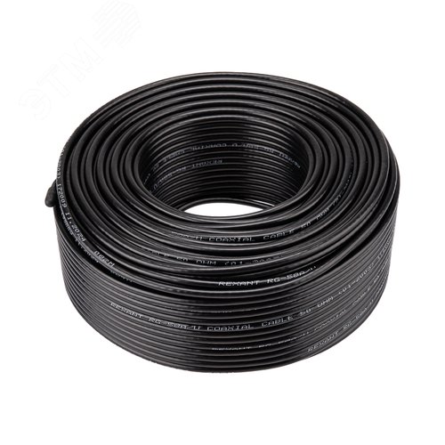 Кабель коаксиальный RG-58 A/U 50 Ом Cu/Al/Cu 64%  бухта 100м черный, REXANT