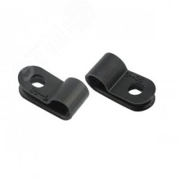 Скоба кабельная под винт 5 мм, черная, 50 шт