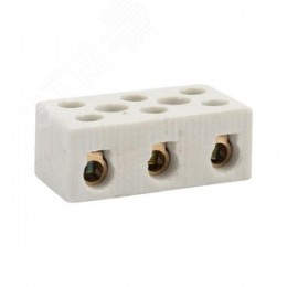 Клемма керамическая винтовая КВ 16 мм2, 3 пары контактов с крепежным отверстием, 45 шт