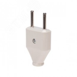 Вилка прямая без з/к 6А плоская белая