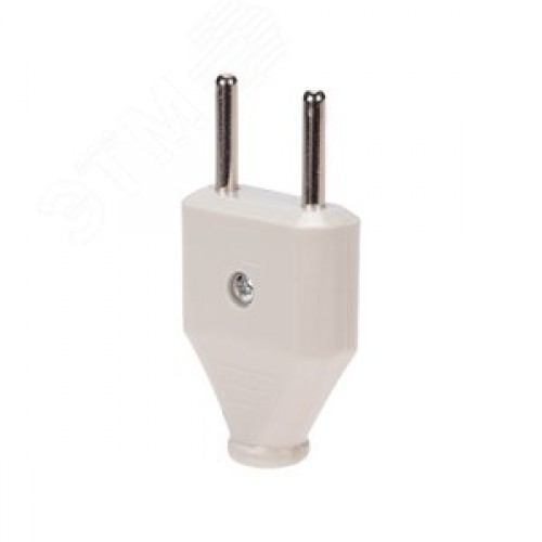 Вилка прямая без з/к 6А плоская белая