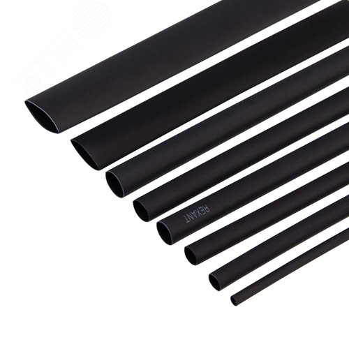 Набор термоусадочных трубок ТУТнг (2:1), черные, 18 шт. по 10 см