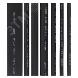 Набор термоусадочных клеевых трубок СТТК (3:1), 7 шт. по 10 см, черные