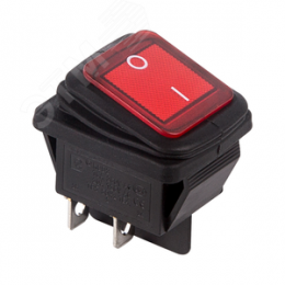 Выключатель клавишный 250V 15А (4с) ON-OFF красный с подсветкой влагозащита