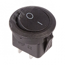 Выключатель клавишный круглый 250V 6А (2с) ON-OFF черный