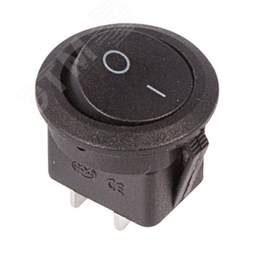 Выключатель клавишный круглый 250V 6А (2с) ON-OFF черный