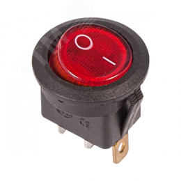 Выключатель клавишный круглый 250V 6А (3с) ON-OFF красный с подсветкой