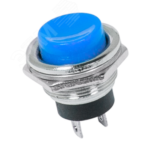 Выключатель-кнопка металл 250V 2А (2с) (ON)-OFF 16.2 синяя