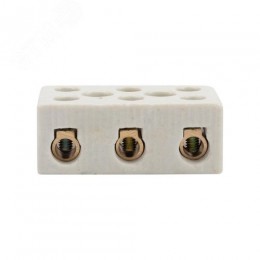 Клемма керамическая винтовая КВ 16 мм2, 3 пары контактов с крепежным отверстием, 45 шт