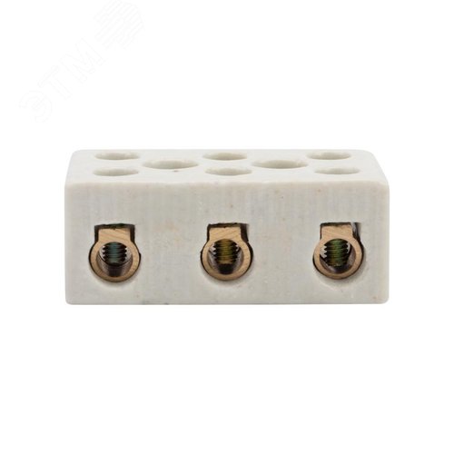 Клемма керамическая винтовая КВ 16 мм2, 3 пары контактов с крепежным отверстием, 45 шт