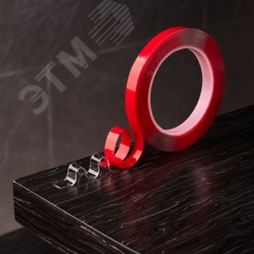 Двухсторонний скотч, прозрачный, на акриловой основе, 12 мм, ролик 5 м