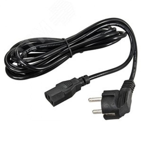 Шнур сетевой, евровилка угловая - евроразъем С13, кабель 3x0,75 кв мм, 1,8 м