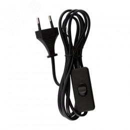 Шнур сетевой с выключателем 2х0,75 мм, 1,8 м черный