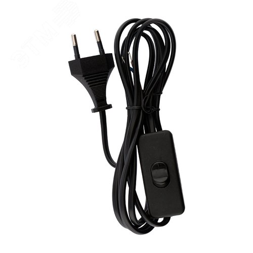 Шнур сетевой с выключателем 2х0,75 мм, 1,8 м черный