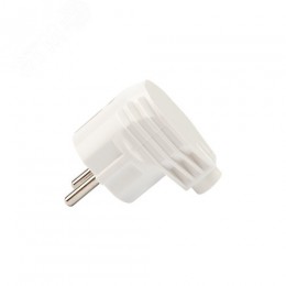 Вилка Евро угловая с заземляющим контактом 16А белая