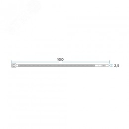 Хомут-стяжка кабельная нейлоновая 100x2,5 мм, белая, 100 шт