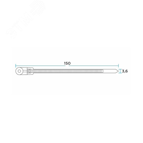 Хомут-стяжкa нейлоновая под винт 150x3,6 мм, черная, 100 шт