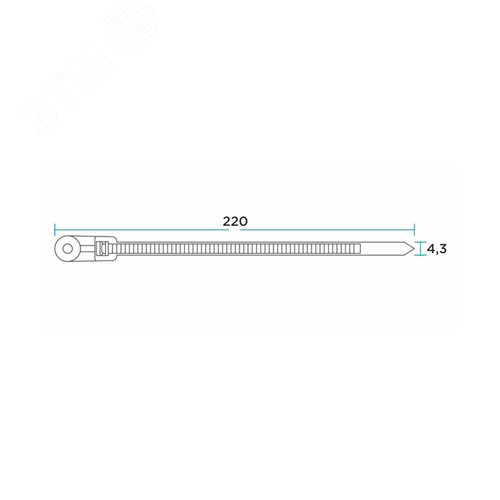 Хомут-стяжкa нейлоновая под винт 220x4,3 мм, черная, 100 шт
