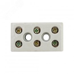 Клемма керамическая винтовая КВ 16 мм2, 3 пары контактов с крепежным отверстием, 45 шт