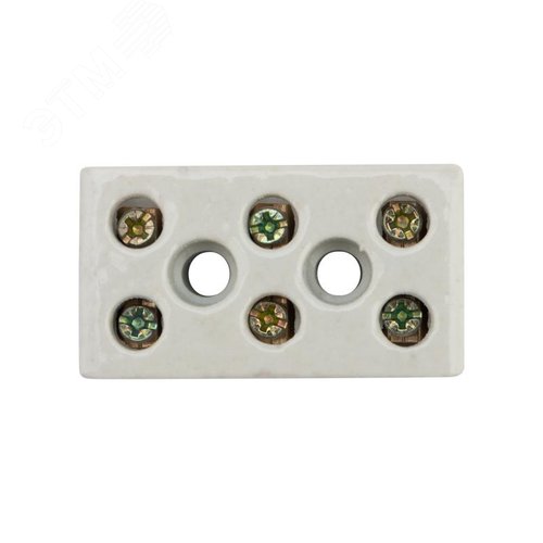 Клемма керамическая винтовая КВ 16 мм2, 3 пары контактов с крепежным отверстием, 45 шт