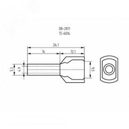 Наконечник штыревой втулочный изолир F-14 мм 2х6 кв мм (НШВи(2) 6.0-14хНГи2 6,0-14), REXANT