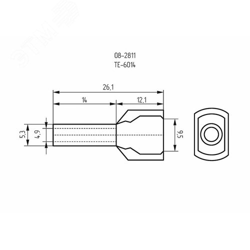 Наконечник штыревой втулочный изолир F-14 мм 2х6 кв мм (НШВи(2) 6.0-14хНГи2 6,0-14), REXANT