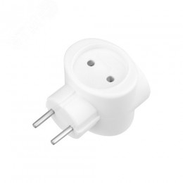 Тройник электрический 220 В 6А без заземления белый