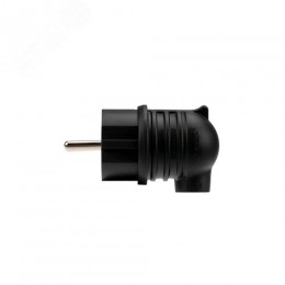 Вилка влагозащищенная угловая с заземлением 16А IP44 каучук, черная