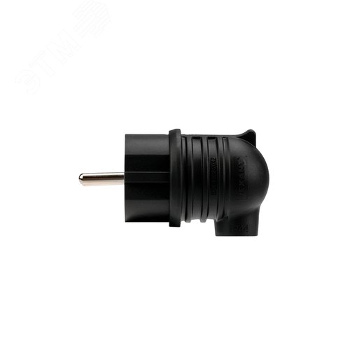 Вилка влагозащищенная угловая с заземлением 16А IP44 каучук, черная