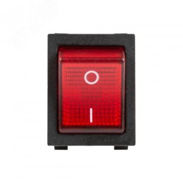 Выключатель клавишный 250V 25А (4с) ON-OFF красный с подсветкой