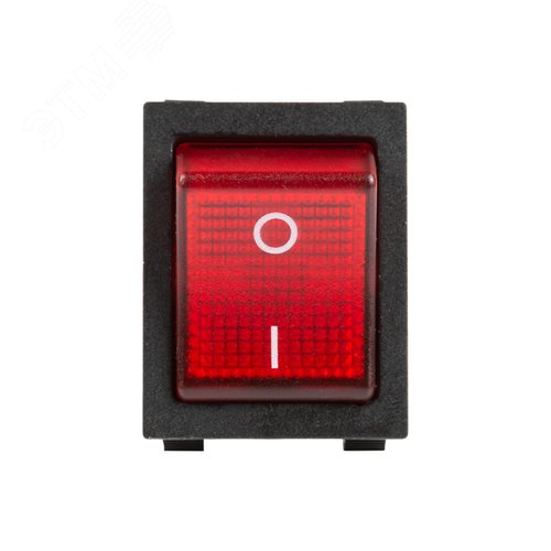 Выключатель клавишный 250V 25А (4с) ON-OFF красный с подсветкой