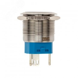 Кнопка антивандальная d22 250В Б/Фикс (6с) (ON)-OFF/(OFF)-ON подсв/зеленая