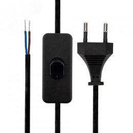 Шнур сетевой с выключателем 2х0,75 мм, 1,8 м черный