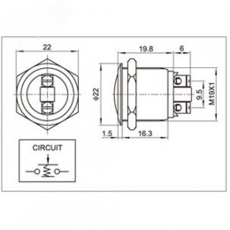 Кнопка антивандальная 19 Б/Фикс (2с винт) OFF-(ON)сфера
