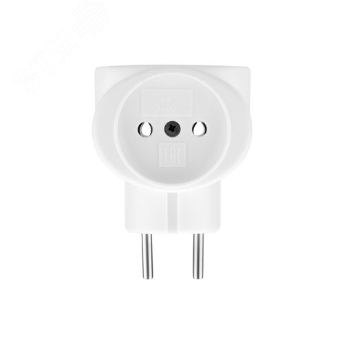 Тройник электрический 220 В 6А без заземления белый