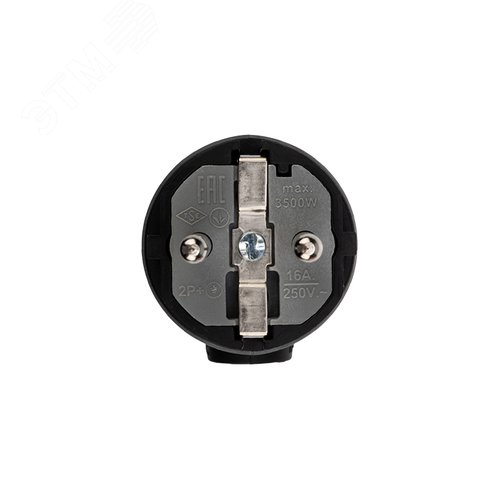 Вилка влагозащищенная угловая с заземлением 16А IP44 каучук, черная