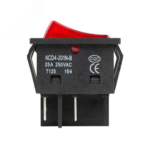 Выключатель клавишный 250V 25А (4с) ON-OFF красный с подсветкой