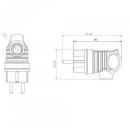 Вилка угловая влагозащищенная с кольцом, с заземлением, 16 А IP44 каучук