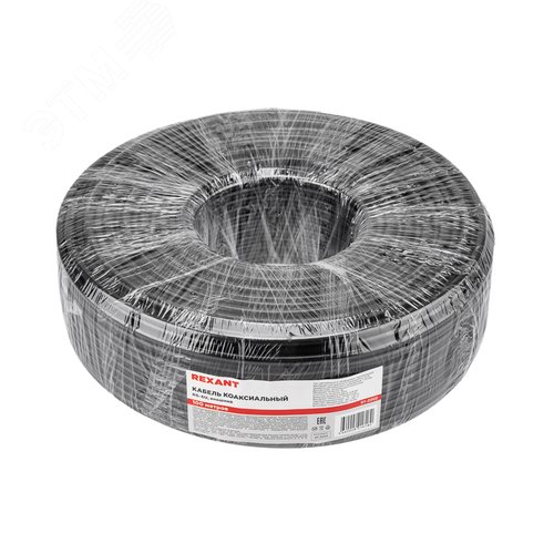 Кабель коаксиальный RG-6U, 75 Ом, CCS/Al/Al, 64%, OUT черный 100 м