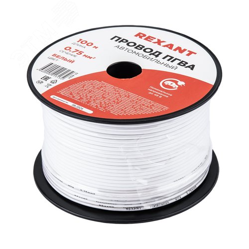 Провод ПГВА 1х0,75мм2, белый, 100 м