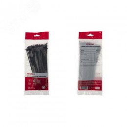Хомут-стяжка кабельная нейлоновая 200x3,6 мм, черная, упаковка 100 шт, REXANT