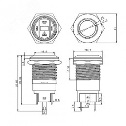 Кнопка антивандальная 12 12В Б/Фикс (4c) OFF-(ON) синяя